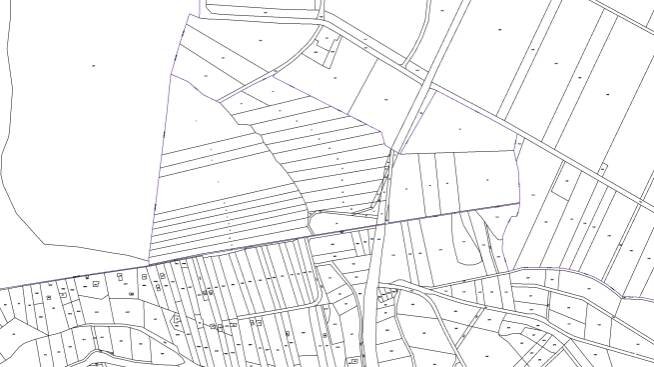 Katastrální mapa pozemků a čísla parcel Horky u Stínavy
