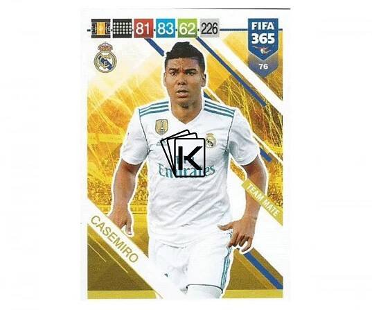 Fotbalová kartička Panini FIFA 365 – 2019 Team Mate 76 Casemiro Real Madrid CF