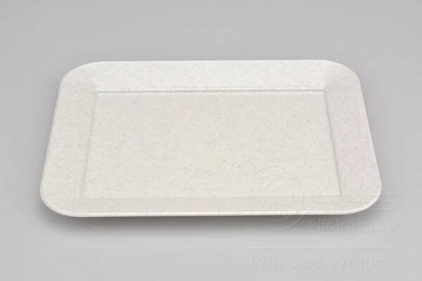 Plastový obdélníkový podnos TVAR - Mramorový (17,5x13,5cm)