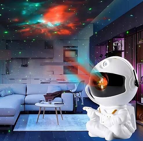 Projektor astronauta s hvězdnou oblohou LED svícením na zeď