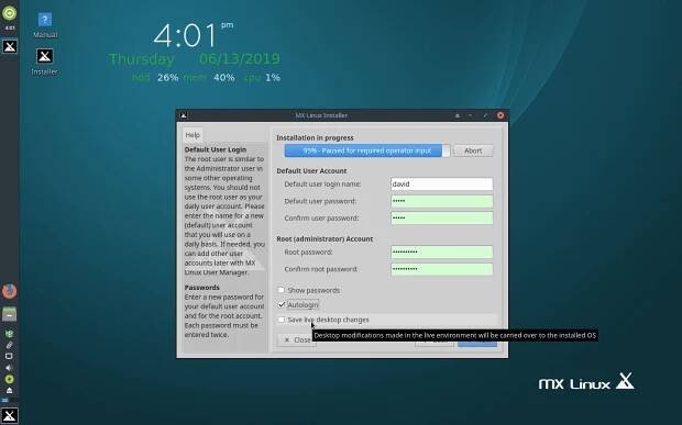 MX Linux 18.3 - instalace
