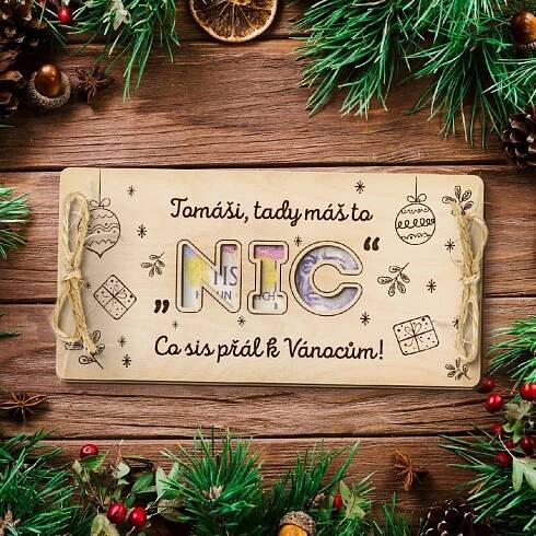 Dárková obálka na peníze - Tady máš to "NIC" Veselé vánoce, se jménem