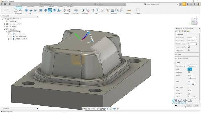 Fusion 360 - Dynamické nastavení pozice obrábění (výrobní rozšíření)
