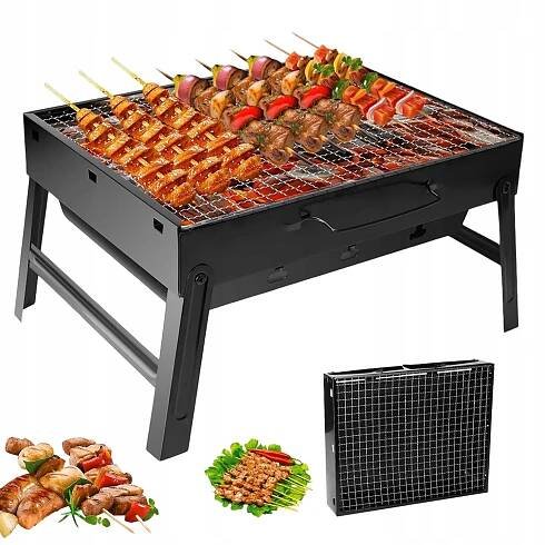 MINI TURISTICKÝ GRIL NA UHLÍ, PŘENOSNÝ, SKLÁDACÍ, BIVAKOVACÍ