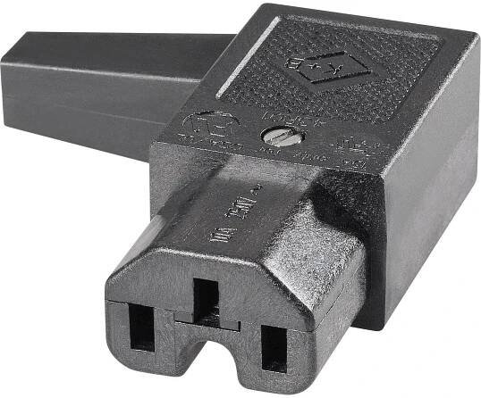 K & B 43R012211 IEC konektor C15/C16 43R zásuvka, zahnutá Počet kontaktů: 2 + PE 10 A černá 1 ks