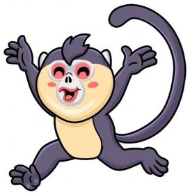 Vector illustration of Cute little snub nosed monkey cartoon walking — Ilustrace