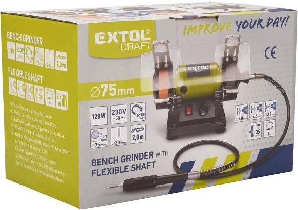 bruska stolní dvoukotoučová s přímou bruskou, 120W, EXTOL CRAFT 410112