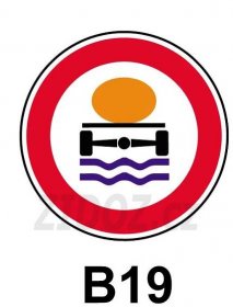 B19 - Zákaz vjezdu vozidel přepravujících náklad, který může způsobit znečištění vody