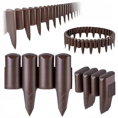 ZAHRADNÍ PALISÁDA 240 cm ZAHRADNÍ LEM ZAHRADNÍ PLOT PLASTOVÝ UV HNĚDÝ