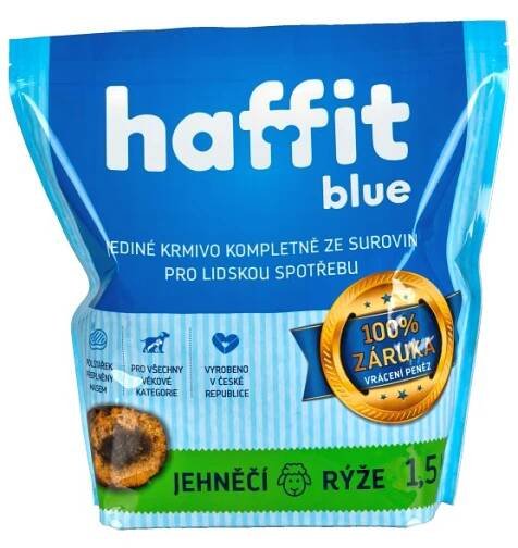 Haffit BLUE polštářky s masem jehněčí rýže 1,5 kg