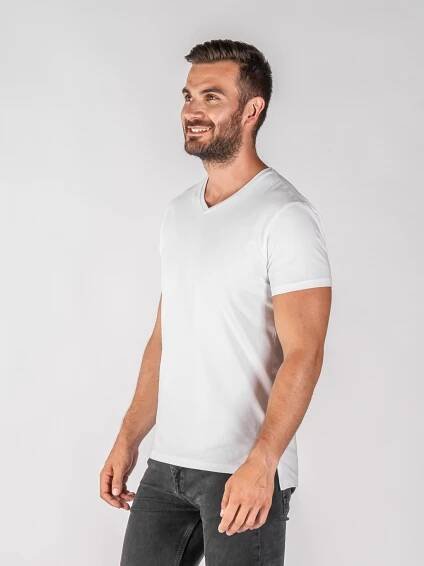 TallGuys pánské rozstřižené tričko véčko Pure white
