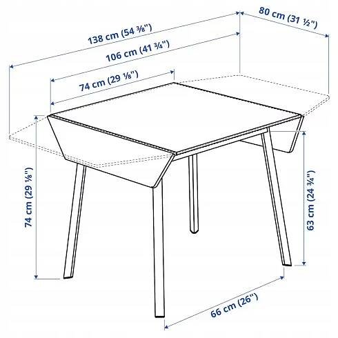 IKEA PS 2012 Stůl se sklápěcí deskou bambus/bílá 74/106/138x80 cm Značka IKEA
