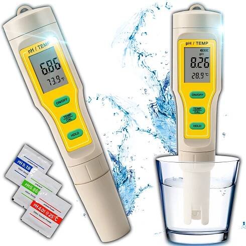 MĚŘIČ PH METR TESTER KYSELOSTI KYSELOMĚR VODY ATC TEPLOMĚR + 3 PUFRY