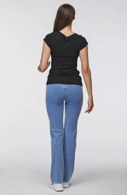 Jednoduché dlouhé dámské kalhoty s riflovým vzhledem 367