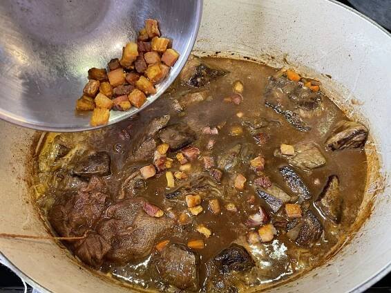 Add cooked bacon.