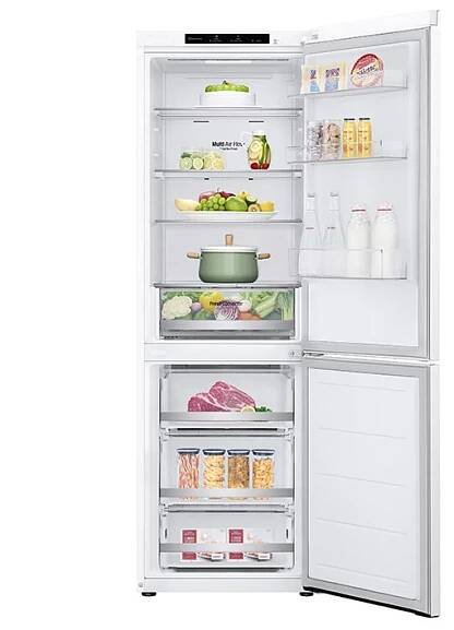 LG Kombinovaná chladnička LG | C | 344 l | Smart Invertorový kompresor | DoorCooling+™, pohľad spredu na potraviny po otvorení, GBV31E0CSW, thumbnail 2