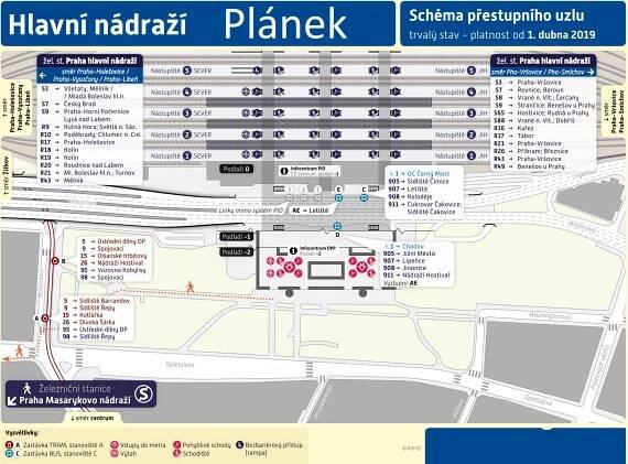 Hlavní nádraží Praha: Plánek & Mapa (ČD)