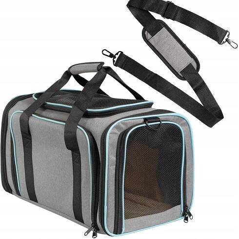PŘEPRAVKA TAŠKA PRO KOČKY PSA ROZKLÁDACÍ STAN VENTILACE 48X33X30 CM Barva vícebarevná