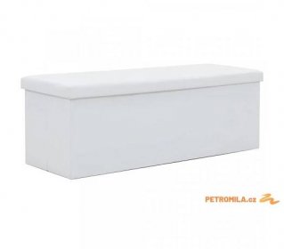 Skládací úložná lavice z umělé kůže 110 x 38 x 38 cm bílá