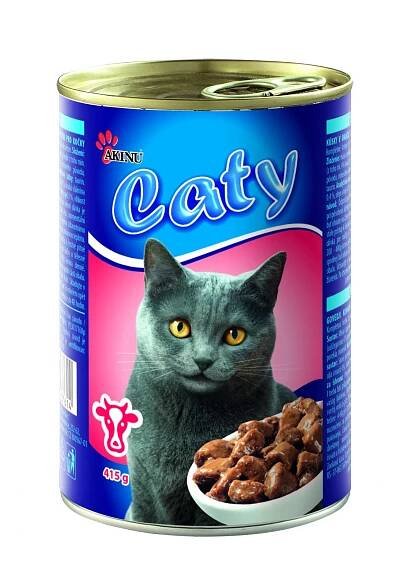 CATY kousky v omáčce s hovězím pro kočky 415 g 13 Kč