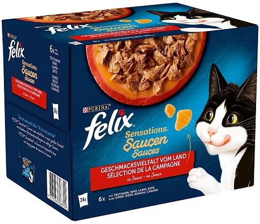 Kapsičky Felix "Sensations" 24 x 85 g - 120 x 85 g v omáčce - krůtí, hovězí, jehněčí, kachní