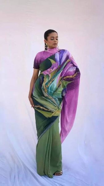 Priyamani shows how to style a saree with a burst of colors