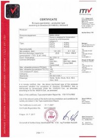 PED-C : PED 2014/68/EU - Evropský certifikát pro tlaková zařízení