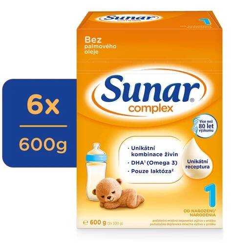 6x SUNAR Complex 1 Mléko počáteční 600 g