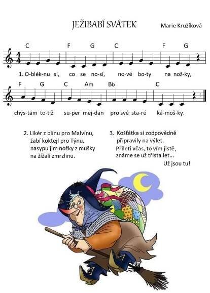 the song is written in russian and has an image of a witch riding on a broom