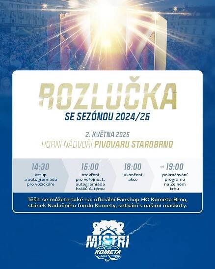 Kometa Brno slaví čtrnáctý hokejový titul: Oslavy vrcholí v pátek v pivovaru i na Zelňáku