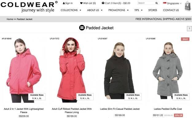 Cold Wear Singapore internetový obchod