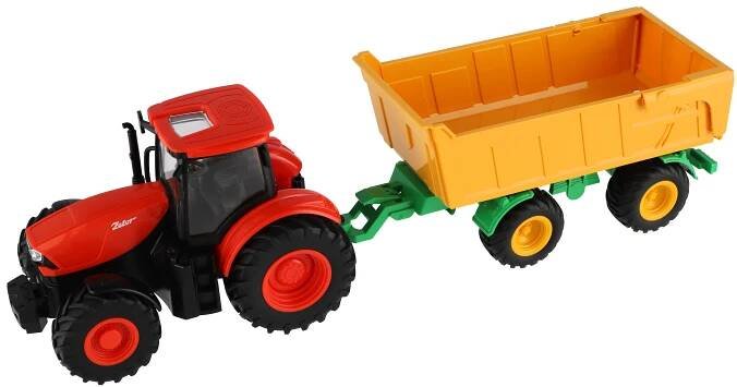 Traktor Zetor RC s valníkem plast 42cm 2,4GHz dobíjecí pack + baterie se zvukem v krabici