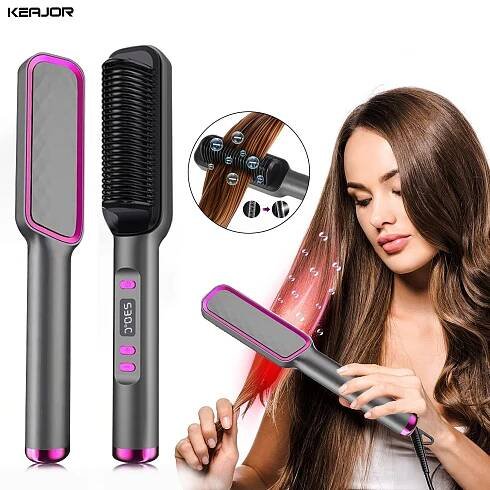 Žehlička na vlasy hřeben 3 v 1 kulma pro styling vlasů Elektrický kartáč na rovnání vlasů Rychlý ohřev kulmy proti opaření