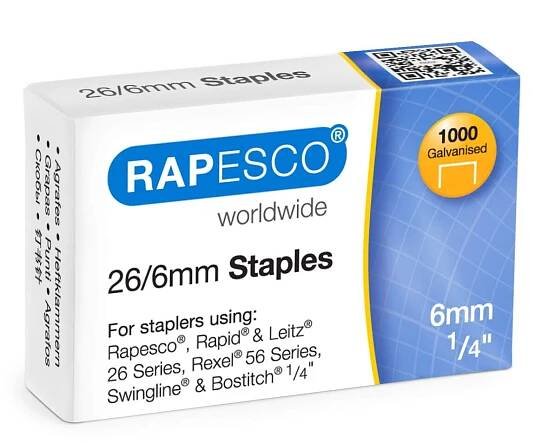 26/6mm (No. 56) Galvanised Staples - Pack of 1000