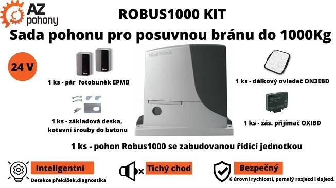 Robus1000 KIT - sada pohonu Nice pro posuvnou bránu do 1000 kg - Robus 1000 KIT - sada pohonu Nice pro posuvnou bránu do 1000 kg