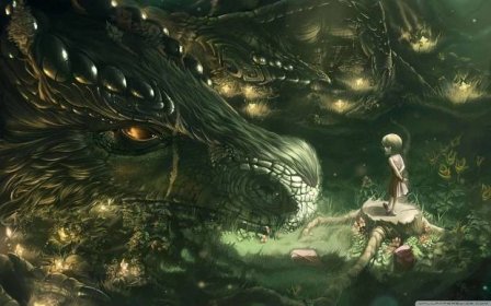 Giant Earth Dragon With Girl Wallpaper