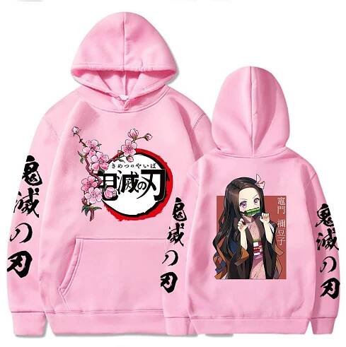 Japan Anime Kawaii Demon Slayer Kamado Nezuko Manga Mikiny Mikiny Topy Pulovry Streetwear Unisex Kreslená mikina
