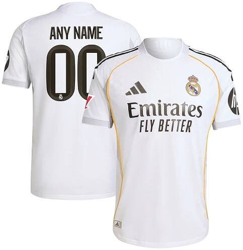 Real Madrid adidas 2025/26 Home Authentic Custom Jersey - White