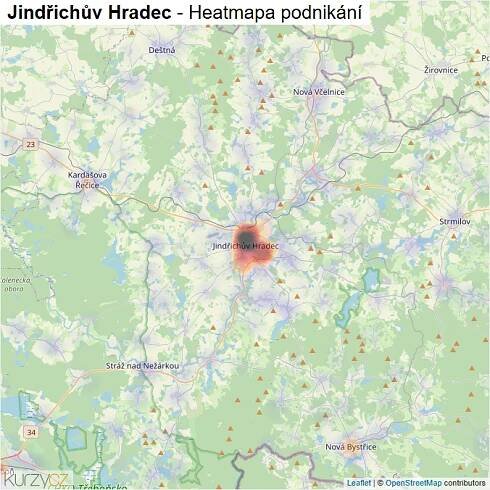 Mapa Jindřichův Hradec - Firmy v okrese.