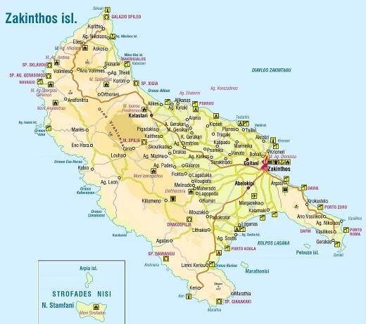 Zakynthos mapa ke stažení – Mapy ostrova Zakynthos