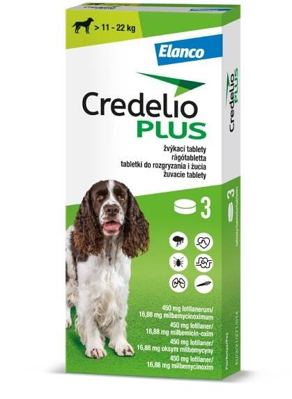 Credelio Plus pre psy 450/16,88mg (>11–22kg) ⋆ CYMEDICA - partner pre veterinárnych lekárov