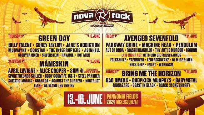 Nova Rock Festival Koncerty, Data, Vstupenky a Termíny turné 2025/2026