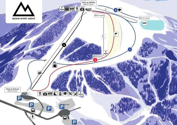Szczyrk - Beskid Sport Arena - mapa sjezdovek