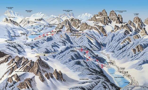 Auronzo di Cadore - mapa sjezdovek