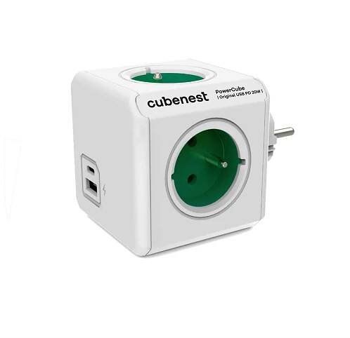 Rozbočovač PowerCube Original USB A+C PD 20 W, zelená