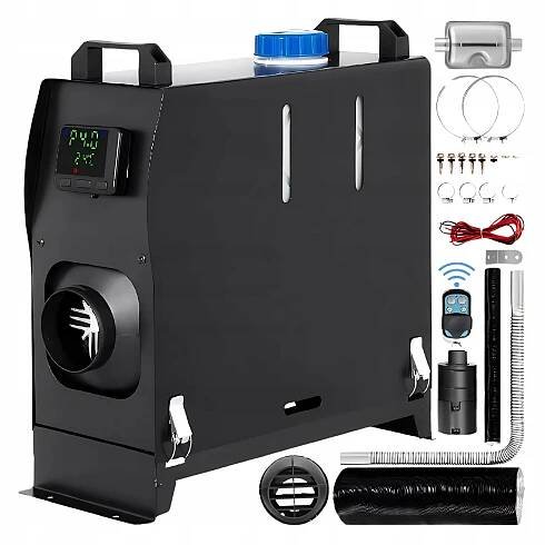 Nezávislé naftové topení 8kW, 12V, dálkové ovládání - All in 1 - černé