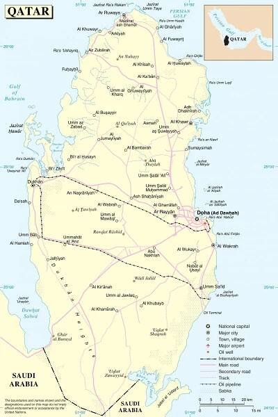 katar silniční mapa trasy