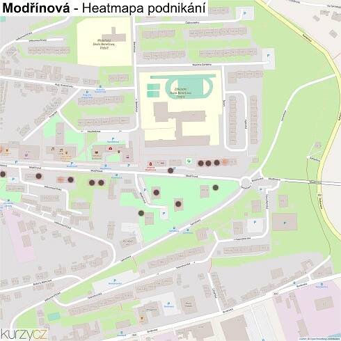 Modřínová - mapy | Kurzy.cz