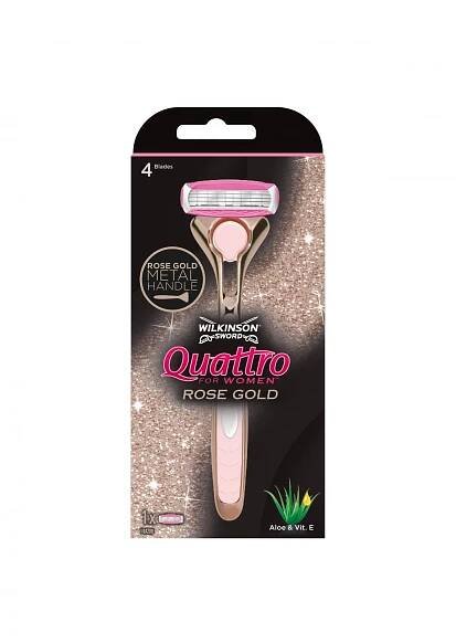 Dámský holicí strojek WILKINSON Quattro for Women Rose Gold + hlavice 1 ks