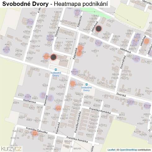 Mapa Svobodné Dvory - Firmy v části obce.
